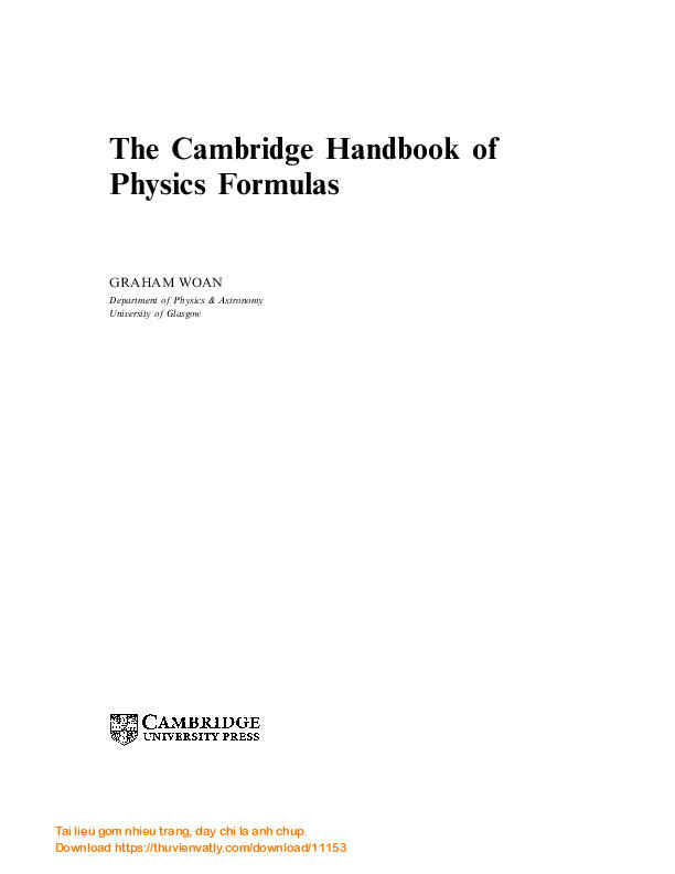 The Cambridge Handbook of Physics Formulas