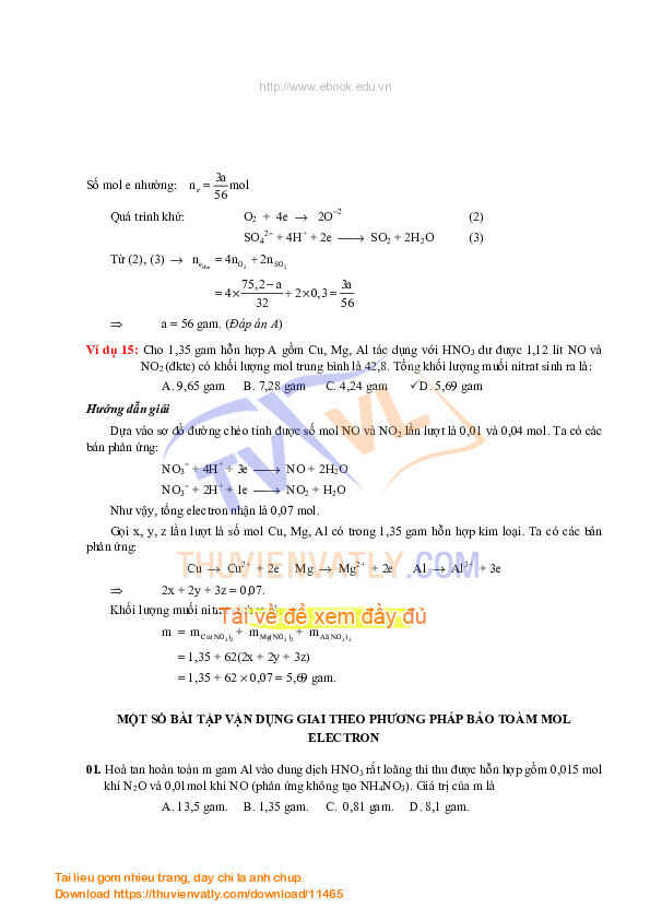 10 phương pháp giải bài toán hóa học