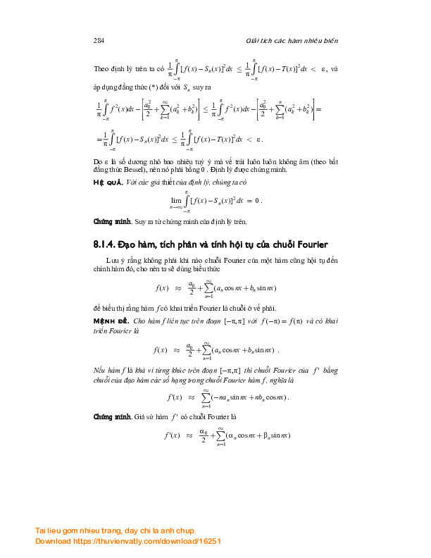 Chuỗi Fourier và tích phân Fourier