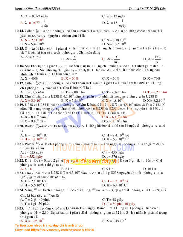Trắc nghiệm vật lý 12 NC toàn tập - chương 9
