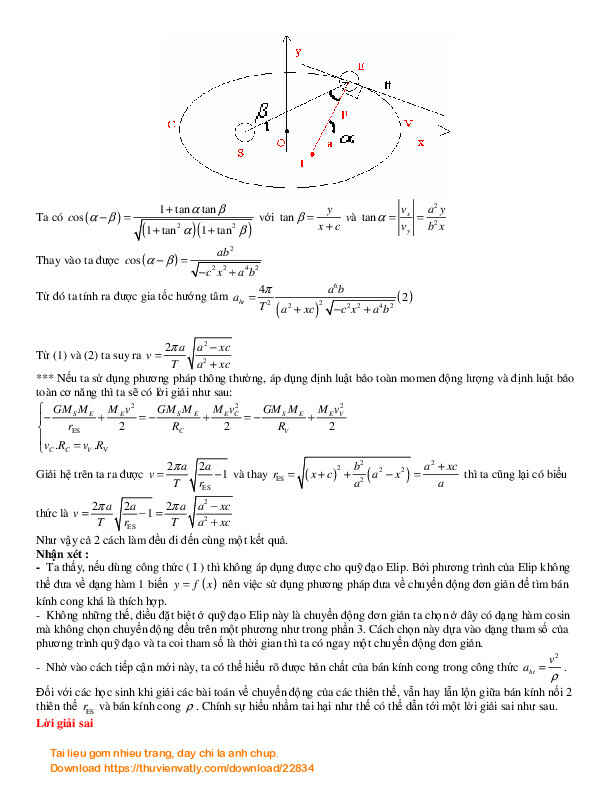 Phương pháp Vật lý để tìm bán kính cong quỹ đạo