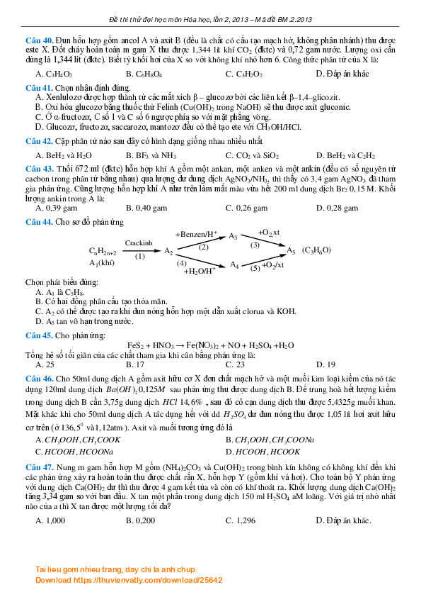 Đề thi thử số 2 Hóa học - BoxMath 2013
