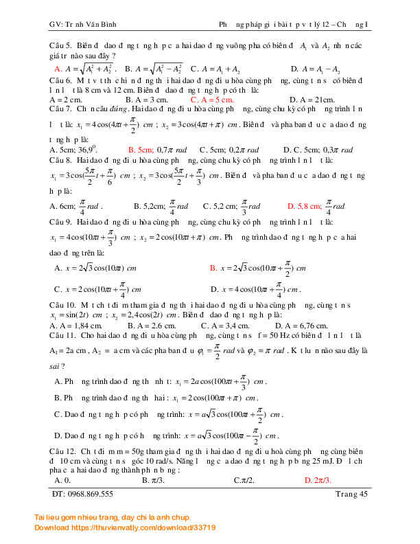 PP giải bài tập vật lý 12-chương 1