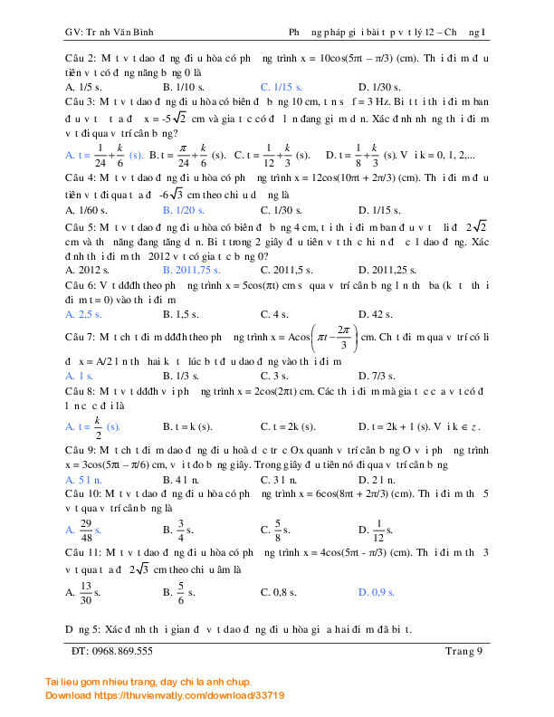 PP giải bài tập vật lý 12-chương 1