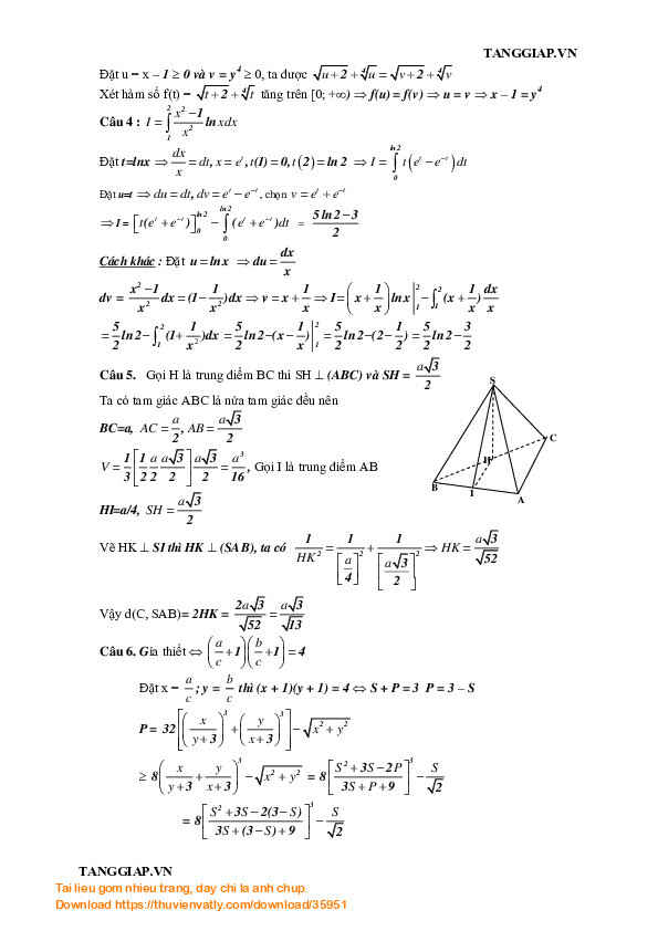 Lời giải chi tiết môn toán ĐH 2013 khối A và A1