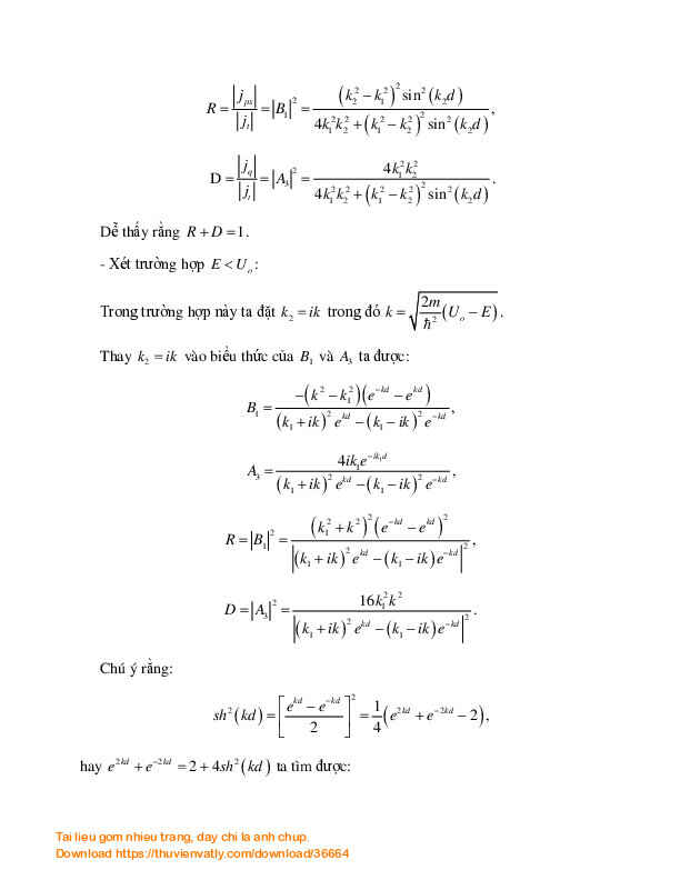 TỐNG VĂN THÁI - Đề tài - Cơ học lượng tử (Phương trình Schrodinger đối với hạt chuyển động một chiều)