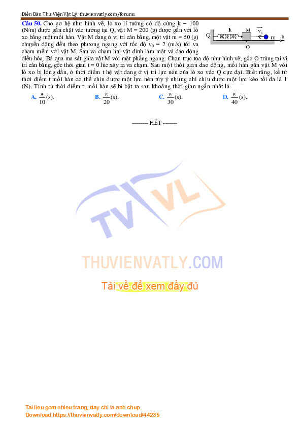Đề thi thử THPT QG môn Vật Lý - Diễn Đàn TVVL lần 5 - 2016