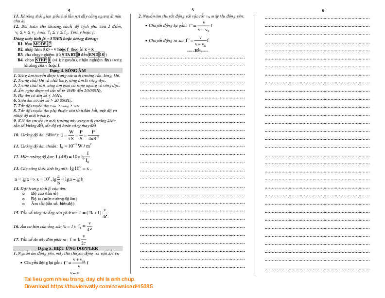 Công thức trọng tâm và cách bấm máy tính fx570ES-PLUS các dạng bài tập chương II-Vật Lý 12