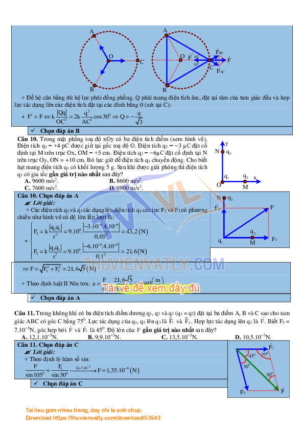 Tóm tắt vật lý 11 theo chủ đề - bài tâp có giải chi tiết