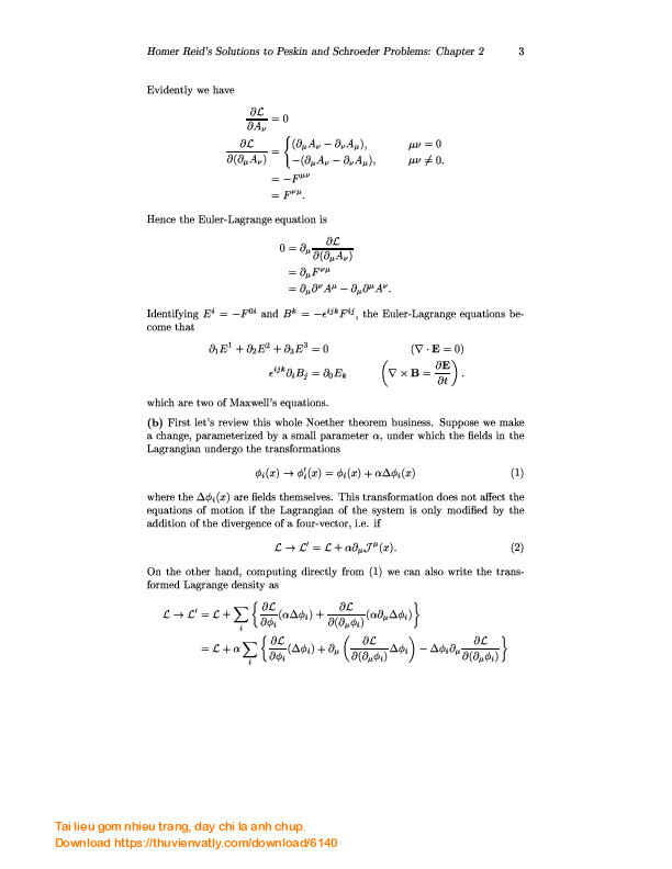 Giải bài tập Lý thuyết trường lượng tử (QFT) sách Peskin