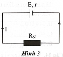 Cho mạch điện như Hình 3. Nguồn điện có suất điện động E và điện trở trong r, mạch ngoài có điện trở RN. Cường độ dòng điện chạy trong mạch là I. Hiệu điện thế giữa hai cực của nguồn (ảnh 1)