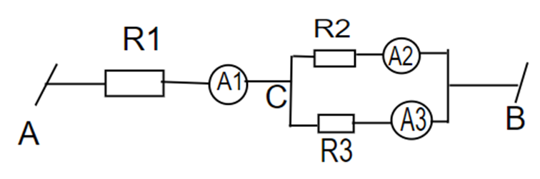 Cho mạch điện như hình vẽ. Biết R1 = 10 Ω, R2 = 3R3. Ampe kế A1 chỉ 4 A.

a. Tìm số chỉ của các ampe kế A2 và A3

b. Hiệu điện thế hai đầu điện trở R3 là