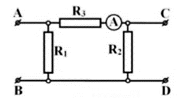 Cho mạch điện như hình vẽ. Nếu đặt vào AB hiệu điện thế 100 V thì người ta có thể lấy ra ở hai đầu CD một hiệu điện thể UCD = 40 V và ampe kế chỉ là 1