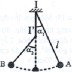 Con lắc đơn gồm vật có khối lượng m, dây dài l=100 cm. Kéo con lắc khỏi vị trí cân bằng tới A ứng với góc lệch  α1=5°    rồi thả nhẹ. Khi con lắc qua vị