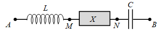 Đặt điện áp u=U0cosωt vào hai đầu đoạn mạch AB như hình bên. Trong đó, cuộn cảm thuần có độ tự cảm L; tụ điện có điện dung C; X là đoạn mạch chứa các phần