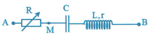 Đặt một điện áp xoay chiều có giá trị hiệu dụng và tần số không đổi vào hai đầu đoạn mạch   điện AB gồm biến trở R, tụ điện C và cuộn dây không thuẩn cảm