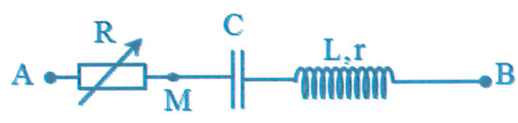 Đặt một điện áp xoay chiều có giá trị hiệu dụng và tần số không đổi vào hai đầu đoạn mạch điện AB gồm biến trở R, tụ điện C và cuộn dây không thuẩn cảm