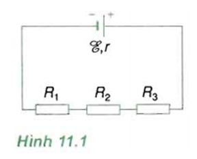 Một mạch điện có sơ đồ như hình 11.1, trong đó nguồn điện có suất điện động E = 6 (V) và điện trở trong r = 2 Ω, các điện trở R1 = 5 Ω, R2 = 10 Ω và R3 =