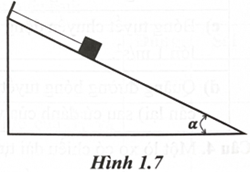 Một vật được giữ nằm yên trên mặt phẳng nghiêng bằng một sợi dây mảnh không dãn (Hình 1.7). Biết khối lượng của vật là 1,5 kg và  a   = 30° . Lấy g = 9,8