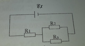 Cho mạch điện chứa nguồn với  R1ntR2// R3 . Trong đó nguồn có suất điện động E = 10V, điện trở trong r = 1 Ω ; R1 = 8  Ω, R2 = 3 Ω, R3 = 1,5 Ω. Tính: 