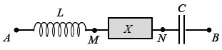 Đặt điện áp u=U2cosωt vào hai đầu đoạn mạch AB như hình bên. Trong đó, cuộn cảm thuần có độ tự cảm L tụ điện có điện dung C; X là đoạn mạch chứa các phần