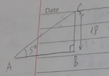 Lời giải:

Xét ∆ABC vuông tại B có  góc A  =   5°

=>  \[AC = \frac{{18}}{{\sin {5^0}}} = 206,5\,m\]

18 km/h = 5   m/s

Thời gian người đó đi mất là:  \(t = \frac{{206,5}}{5} = 41,3\,(s)\)