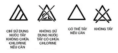 Nhãn kí hiệu đính kèm quần áo giúp người sử dụng, bảo quản quần áo đúng cách.

* Một số kí hiệu về hướng dẫn cách giặt quần áo:

* Một số kí hiệu về hướng dẫn sử dụng chất tẩy:

* Một số kí hiệu về hướng dẫn về việc vắt và sấy quần áo:

* Một số kí hiệu về hướng dẫn ủi/là quần áo: