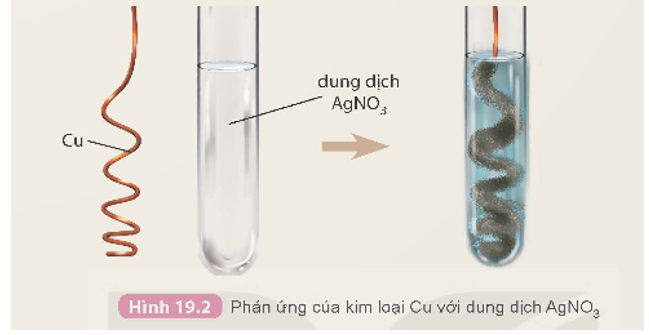 So sánh mức độ hoạt động hoá học của kim loại Ag và Cu

Chuẩn bị:  dây đồng, dung dịch AgNO3 2%; ống nghiệm, panh.

Tiến hành:  Dùng panh kẹp dây đồng