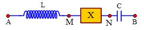 Cho dòng điện xoay chiều chạy qua đoạn mạch AB có sơ đồ như hình bên , trong đó L là cuộn cảm thuần và X là đoạn mạch xoay chiều.  Khi đó, điện áp giữa