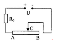 Cho mạch điện như hình vẽ.

Biến trở AB là dây đồng chất, dài l = 1,3m, tiết diện S = 0,1mm2, điện trở suất 10-6Wm, U- hiệu điện thế không đổi. Nhận thấy