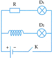 Cho mạch điện như hình vẽ, hỏi khi khóa K đóng thì ta quan sát thấy