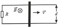 chọn đúng hoă̆c sai với mỗi ý a), b), c), d)  

Hình bên biểu diễn một thanh dẫn điện dài l đang được kéo theo chiều vuông góc với thanh và vuông góc với