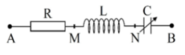 Đặt điện áp  \[{{\rm{u}}_{{\rm{AB}}}}{\rm{ = 60}}\sqrt {\rm{2}} {\rm{cos100\pi t}}\,{\rm{(V)}}\,\]  vào hai đầu đoạn mạch AB như hình bên, trong đó cuộn