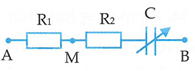 Đặt điện áp u=U0cosωt (U0ω không đổi) vào hai đầu đoạn mạch AB như hình bên. Biết R1=3R2=30Ω. Gọi ∆φ là độ lệch pha giữa uAB và điện áp uMB. Điều chỉnh