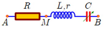 Đặt một điện áp xoay chiều có giá trị hiệu dụng 120V và tần số không đổi vào hai đầu đoạn mạch AB gồm điện trở R, cuộn dây có độ tự cảm L và điện trở r,