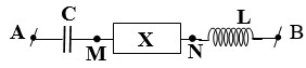 Đoạn mạch gồm tụ C nối tiếp với đoạn mạch X (X chứa 2 trong 3 phần tử Rx; Lx; Cx mắc nối tiếp) và cuộn cảm thuần L. Đặt vào hai đầu đoạn mạch AB điện áp uAB=U2cos(ωt+φ)