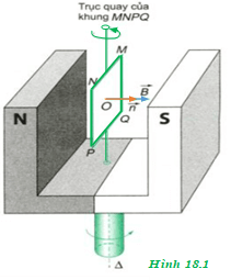 Hãy vận dụng các quy tắc xác định chiều của dòng điện cảm ứng và chiều của lực từ đã học ở lớp 11 để xác định chiều quay của khung MNPQ trong hình 18.1