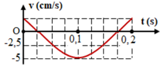 Hình bên là đồ thị biểu diễn sự phụ thuộc của vận tốc v theo thời gian t của một vật dao động điều hòa. Phương trình dao động của vật là