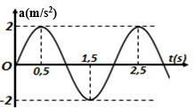 Một chất điểm dao động điều hoà hàm cosin có gia tốc biểu diễn như hình vẽ sau. Phương trình dao động của vật là