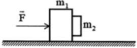 Một hệ vật bao gồm hai vật m1 = 16kg và m2 = 4 kg. Hệ số ma sát giữa hai khối là μ=0,5. Bỏ qua ma sát giữa vật và mặt phẳng ngang. Lấy g=10m/s2 Tính lực