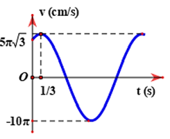 Một vật dao động điều hòa có đồ thị của vận tốc theo thời gian như hình vẽ. Phương trình dao động của vật là