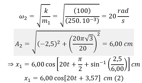 Cho cơ hệ như hình vẽ. Lò xo nhẹ có chiều dài tự nhiên l_0=30 cm, có độ cứng k=100 N/m, vật nặng m_2=150 g được đặt lên vật m_1=250 g. (ảnh 6)