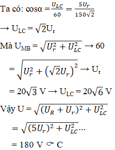 Cho đoạn mạch AB như hình vẽ. Biết R = 80 ôm, r = 20 ôm (ảnh 3)