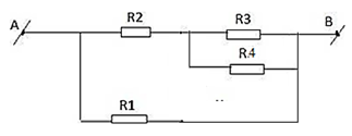 Lời giải

- Khi K mở mạch trở thành: (R2 // (R1 nt R4)) nt R3

R14 = R1 + R4 = 45 + R4

\({R_{124}} = \frac{{{R_2}.\left( {45 + {R_4}} \right)}}{{{R_2} + 45 + {R_4}}} = \frac{{90\left( {45 + {R_4}} \right)}}{{135 + {R_4}}}\)

\({R_{1234}} = {R_3} + {R_{124}} = 45 + \frac{{90\left( {45 + {R_4}} \right)}}{{135 + {R_4}}} = \frac{{10125 + 135{R_4}}}{{135 + {R_4}}}\)

Lại có:

I = I3 = I124  =  \(\frac{{{U_{AB}}}}{{R{}_{1234}}} = \frac{{90\left( {135 + {R_4}} \right)}}{{10125 + 135{R_4}}}\)

I124 = I2 + I14  \( \Rightarrow {I_1} = {I_4} = {I_{14}} = {I_{124}} - {I_2}\)

Mà U2 = U14 = U124

Nên  \({I_4} = {I_{124}} - \frac{{{U_{124}}}}{{{R_2}}} = {I_{124}} - \frac{{{I_{124}}.{R_{124}}}}{{{R_2}}} = {I_{124}}\left( {1 - \frac{{{R_{124}}}}{{{R_2}}}} \right)\)

\[ \Rightarrow {I_4} = \frac{{90\left( {135 + {R_4}} \right)}}{{10125 + 135{R_4}}}\left( {1 - \frac{{90\left( {45 + {R_4}} \right)}}{{\left( {135 + {R_4}} \right).90}}} \right)\]

\( \Rightarrow {I_4} = \frac{{8100}}{{10125 + 135{R_4}}} = \frac{{180}}{{225 + 3{R_4}}}\)  (1)

- Khi K đóng mạch trở thành: R­1 // (R2 nt (R3 //R4))

\({R_{34}} = \frac{{{R_3}.{R_4}}}{{{R_3} + {R_4}}} = \frac{{45{R_4}}}{{45 + {R_4}}}\)

\({R_{234}} = {R_2} + {R_{34}} = 90 + \frac{{45{R_4}}}{{45 + {R_4}}} = \frac{{4050 + 135{R_4}}}{{45 + {R_4}}}\)

\({R_{1234}} = \frac{{{R_1}.{R_{234}}}}{{{R_1} + {R_{234}}}} = \frac{{45.\left( {4050 + 135{R_4}} \right)}}{{\left( {45 + {R_4}} \right).\left( {45 + \frac{{4050 + 135{R_4}}}{{45 + {R_4}}}} \right)}} = \frac{{4050 + 135{R_4}}}{{135 + 4{R_4}}}\)

Ta có: UAB = U234 = U1; U234 = U2 + U34; U34 = U3 = U4

Nên  \({I_4} = \frac{{{U_4}}}{{{R_4}}} = \frac{{{U_{34}}}}{{{R_4}}} = \frac{{{U_{234}} - {U_2}}}{{{R_4}}} = \frac{{{U_{AB}} - {U_2}}}{{{R_4}}} = \frac{{{U_{AB}} - {I_2}.{R_2}}}{{{R_4}}}\)

Mà I2 = I234 =  \(\frac{{{U_{234}}}}{{{R_{234}}}} = \frac{{{U_{AB}}}}{{{R_{234}}}}\)

\( \Rightarrow {I_4} = \frac{{{U_{A{\bf{B}}}} - \frac{{{U_{AB}}}}{{{R_{234}}}}.{R_2}}}{{{R_4}}} = \frac{{90 - \frac{{90.90}}{{{R_{234}}}}}}{{{R_4}}} = \frac{{90{R_{234}} - 8100}}{{{R_4}.{R_{234}}}}\)  (*)

Thay R234=  \(\frac{{4050 + 135{R_4}}}{{45 + {R_4}}}\)  vào (*) ta được:

\({I_4} = \frac{{4050}}{{4050 + 135{R_4}}}\)  (2)

Vì I4 trong 2 trường hợp là bằng nhau nên (1) = (2)

\(\frac{{180}}{{225 + 3{R_4}}}\)\( = \frac{{4050}}{{4050 + 135{R_4}}}\)\( \Rightarrow \frac{6}{{75 + {R_4}}} = \frac{{135}}{{1350 + 45{R_4}}}\)

\( \Rightarrow 8100 + 270{R_4} = 10125 + 135{R_4} \Rightarrow {R_4} = 15\Omega \)