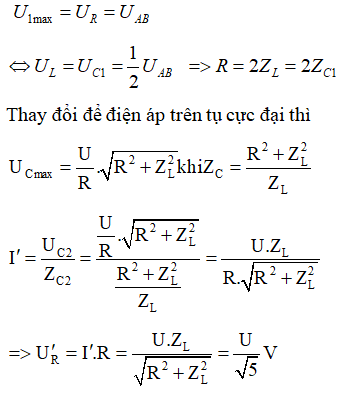 Khi V1 đạt cực đại thì xảy ra cộng hưởng điện: