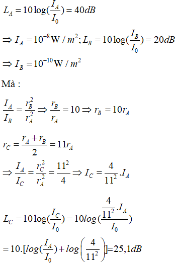 Phương pháp: Áp dụng công thức tính mức cường độ âm, cường độ âm.

 Cách giải:  Ta có: