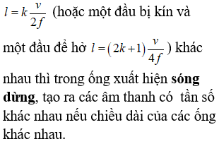 *Chuông gió như hình bên, thường được làm từ những thanh hình ống có chiều dài khác nhau để tạo ra những âm thanh có tần số khác nhau. 

Khi không khí đi vào trong ống và dao động trong cột không khí , khi gặp vật cản thì sẽ hình thành sự giao thoa giữa sóng tới và sóng phản xạ khi thõa mãn điều kiện chiều dài của hình ống có một đầu cố định