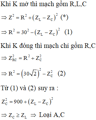 Xét trường hợp bằng nhau : mạch đang có hiện tượng cộng hưởng điện :