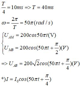 =>U,I cùng pha

=>P=UI

Sử dụng giản đồ vecto => Uc =100

=>I=1 =>P=200