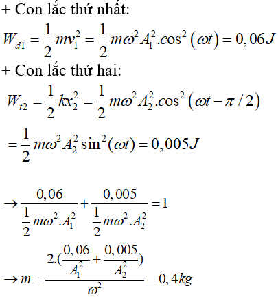 Từ đồ thị ta được: 

+ Chu kì của cả 2 dao động là T=1s => ω = 2π = 2 √10   rad/s.

 